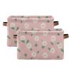 Aslsiy Storage Basket Daisy Spring Daisy Flower Nursery Bins Baby Toys Box Canvas Clothes Shelf Basket Laundry Hamper Gift Basket for Home Closet 2 Pcs view 1