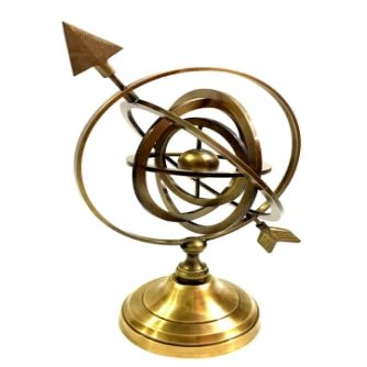 Antique Brass Globe Engraved Armillary Sphere 12 Inch Globe With Arrow Nautical Maritime Astrolabe Globe For Home & Office Decor Best for Gift