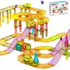 PicassoTiles 60pc Magnetic Tile Race Car Track Set STEM Construction Road Kit Building Blocks for Kids Toddlers Age 3 Plus Educational Travel Toy Sensory Preschool Learning for Boys and Girls PTMR60 view 1