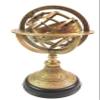 Antique Brass Globe Engraved Armillary Sphere Globe On Black Wooden Base For Home & Office Decor view 2