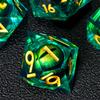 Beholder's Dragon Eye DND Dice Set,Sharp Edge Liquid Core Resin Handmade Dice with Gift Box 7 PCS for Role Playing Dungeons and Dragons Ttrpg(Green Dragon Eye) view 3
