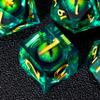 Beholder's Dragon Eye DND Dice Set,Sharp Edge Liquid Core Resin Handmade Dice with Gift Box 7 PCS for Role Playing Dungeons and Dragons Ttrpg(Green Dragon Eye) view 4