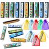 10 Sets Harmonica with Organza Gift Bags Music Party Favors 16 Holes Cartoon Harmonica Musical Instrument for Musical Party Gift Kid Musical Instrument Toys (Style 3) view 1
