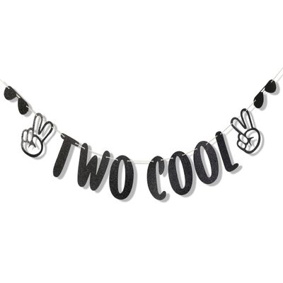 Two Cool Birthday Banner for Boys - Two Cool Second Birthday Party Supplies, 2nd Party Decor,2nd Boys Cake Smash Photo Prop