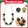 Lyrow 12 Pcs Happy New Year Jumbo Ball Necklace Bulk 2026 Black Gold New Year Eve Bead Necklace Party Accessories Assorted Holiday Beaded Costume for Party Favors view 2