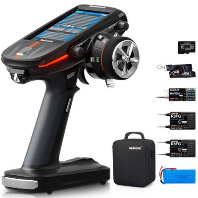 ATA HOBBY Radiolink RC8X 8CH 2.4G RC Transmitter with Newest 2*R8FG V2.1&1*R4FGM V2.1 Gyro Receivers, 600m Long Range, 200 Models for RC Crawler Drifting Cars Boats..
