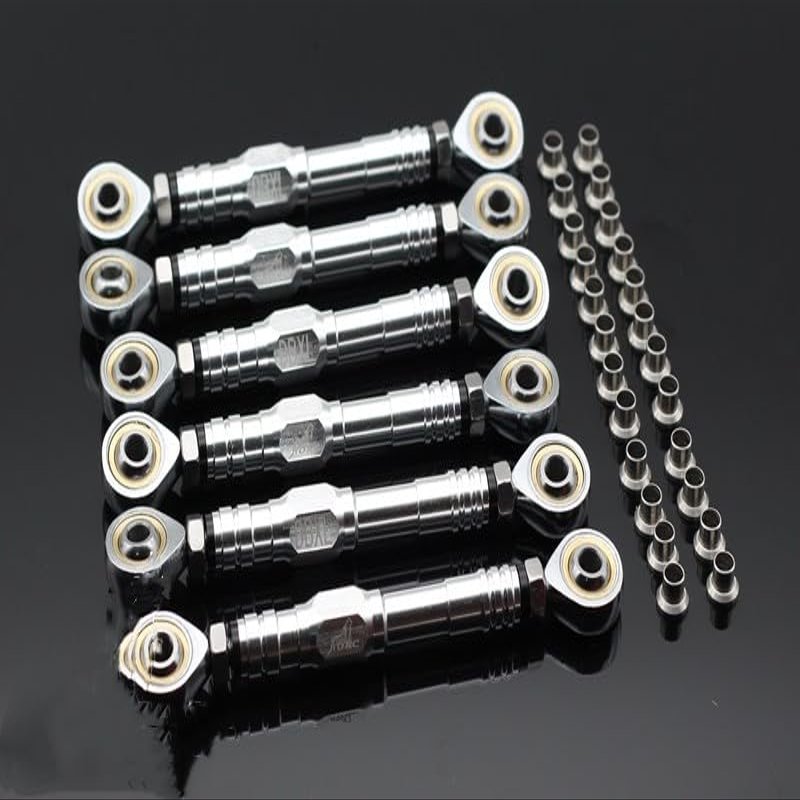 GTBRacing CNC Aluminum Metal Front +Rear Adjustable Suspension Steering Turnbuckle Pull Tie Rod for 1/5 RC Car LOSI DBXL v1.0 Upgrade Part (Silver)