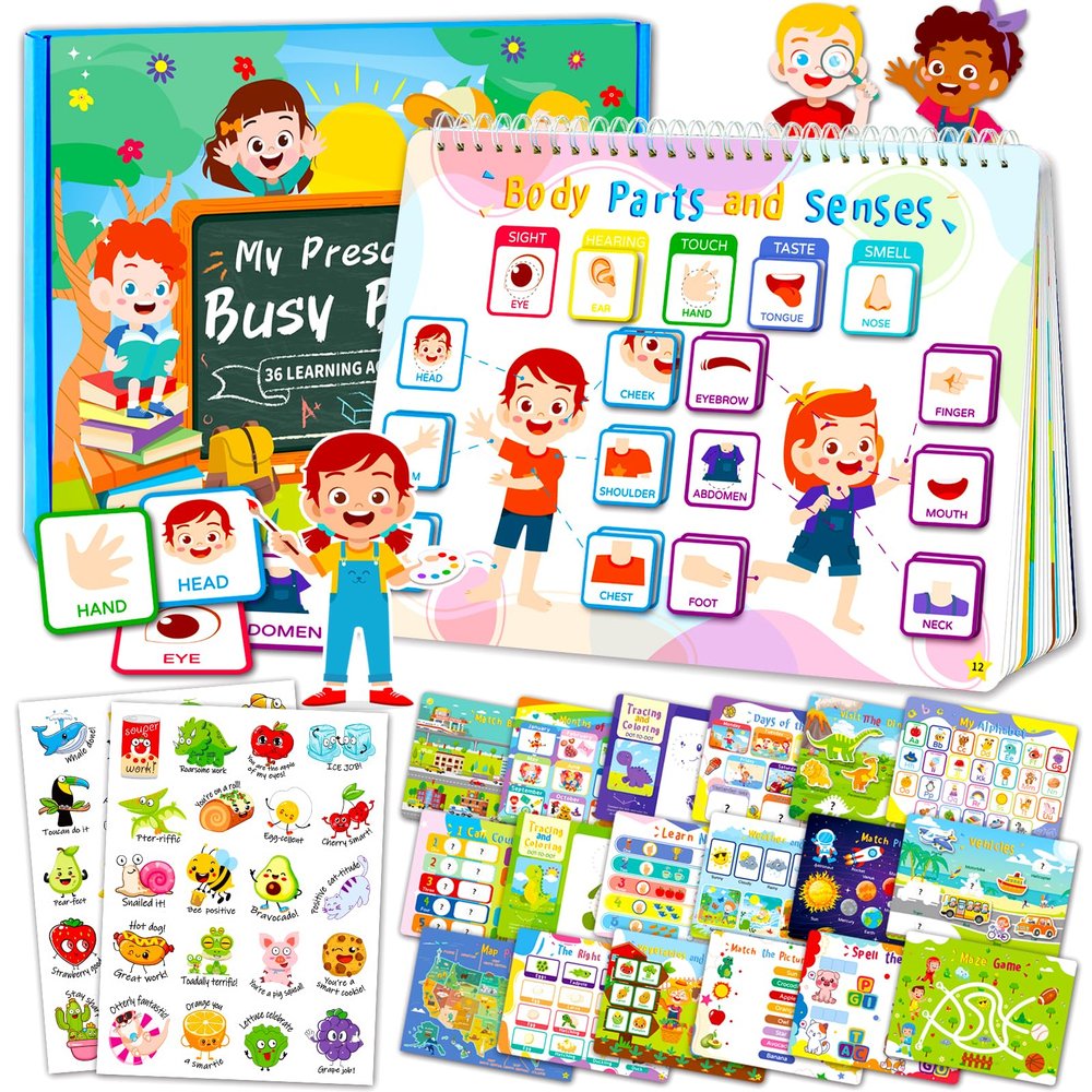 HomSeon 36 Theme Montessori Busy Book for Toddlers 3 and up, Preschool Learning Activities for Kids Kindergaten Educational Toys Tools Autism Pre K Early Learning