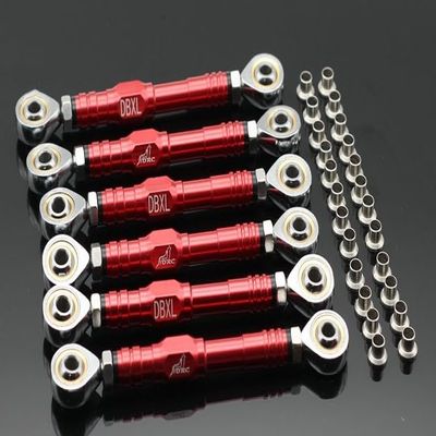 GTBRacing CNC Aluminum Metal Front +Rear Adjustable Suspension Steering Turnbuckle Pull Tie Rod for 1/5 RC Car LOSI DBXL v1.0 Upgrade Part (Red)