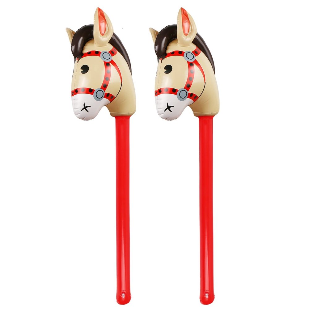 2PCS Inflatable Pony Stick Horse Costume - Halloween/Western Cowboy/Horse Baby Shower Birthday Party Decorations - 37 Inches (Red)