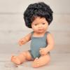 Miniland Doll 15'' Colourful Edition Caucasian Curly Black Hair Boy with Lead Color Rompers (Box) - Made in Spain, Anotomically Correct, Quality, Inclusion view 2