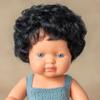 Miniland Doll 15'' Colourful Edition Caucasian Curly Black Hair Boy with Lead Color Rompers (Box) - Made in Spain, Anotomically Correct, Quality, Inclusion view 3