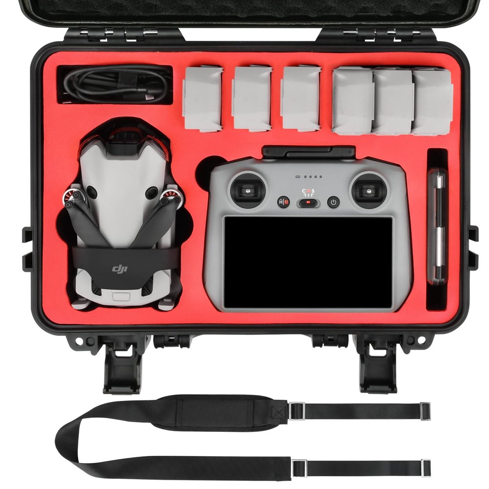 keketoha Hard Case for DJI Mini 4 Pro: IP67 Waterproof Carrying Cases for Mini 4/3 Pro/3 Drone Fly More Combo RC 2/RC Smart Controller | Storage Box for Propellers Accessories (Case Only) (Black)