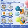 SpringFlower 3 in 1 Montessori Toys for Babies 0-3-6-12 Months, Rattle Teether & Baby Blocks & Soft Stacking Rings, Sensory Developmental Education Toys,Gift for Toddler Baby 0-3-6-12-18 Months view 3