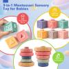 SpringFlower 3 in 1 Montessori Toys for Babies 0-3-6-12 Months, Rattle Teether & Baby Blocks & Soft Stacking Rings, Sensory Developmental Education Toys,Gift for Toddler Baby 0-3-6-12-18 Months view 4