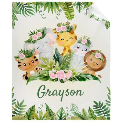 Custom Baby Animals Blanket Soft Flannel Fuzzy Warm Plush Lightweight Throw for Bed Couch Sofa Camping Good Gift for Kid Boy Girl Teen 50''x 60'' for Teens
