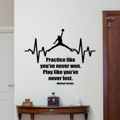 Practice Like You've Never Won Play Like You've Never Lost Jumpman Wall Decal Vinyl Sticker Basketball Quote Sign Wall Decor Player Poster Wall Art Mural Stencil Kids Room Print 2476