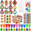194 Pcs Christmas School Stationery Set Xmas Classrooms Exchange Stationery Party Favors Class Reward Prizes Notebooks Pencils Sharpener Erasers Stickers Stamps for Party Supplies (Snowball) view 1