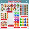 194 Pcs Christmas School Stationery Set Xmas Classrooms Exchange Stationery Party Favors Class Reward Prizes Notebooks Pencils Sharpener Erasers Stickers Stamps for Party Supplies (Snowball) view 2