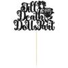 1Pc Till Death Do Us Part Cake Topper Black Glitter Happy Halloween Cake Topper Decorations Halloween's Day Theme Birthday Party Cake Decorations Supplies view 3