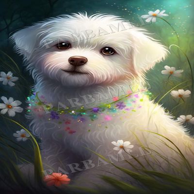 1000 Piece Adult Puzzle, Flower Bush White Dog, Puzzle Educational Gift, Room Decor or Wall Decor Exercise Willpower Relaxation Birthday Gifts