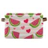 Aslsiy Storage Basket Cute Watermelon Slice Nursery Bins Stripe Baby Box Canvas Clothes Shelf Basket Laundry Hamper Gift Baskets for Home Closet 1 Pcs view 1