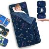 Primlect Thickened Toddler Nap Mat with Removable Pillow and Minky Blanket, Extra Large 55''x35'' Sleeping Bag, Washable, Roll up, Perfect for Daycare, Preschool, Kindergarten, Boys and Girls view 1