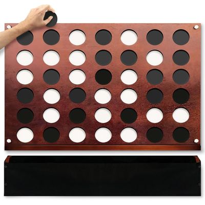 Swooc Games - Wall Mounted Giant 4 in A Row - 60% Quieter - Jumbo Size Wall Games - Game Room Game, Accessories and Decor - Garage and Basement Decor - Large Connect - Four in a Row for Kids & Adults