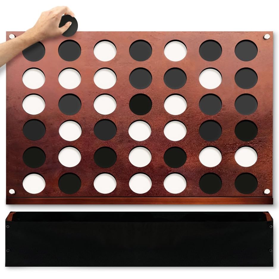 Swooc Games - Wall Mounted Giant 4 in A Row - 60% Quieter - Jumbo Size Wall Games - Game Room Game, Accessories and Decor - Garage and Basement Decor - Large Connect - Four in a Row for Kids & Adults