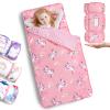 Primlect Thickened Toddler Nap Mat with Removable Pillow and Minky Blanket, Extra Large 55''x35'' Sleeping Bag, Washable, Roll up, Perfect for Daycare, Preschool, Kindergarten, Boys and Girls Pink view 1