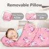 Primlect Thickened Toddler Nap Mat with Removable Pillow and Minky Blanket, Extra Large 55''x35'' Sleeping Bag, Washable, Roll up, Perfect for Daycare, Preschool, Kindergarten, Boys and Girls Pink view 4