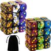 48 PCS 12mm 6 Sided Dice Set Marble Six D6 Dice Small Colored Round Corner for Farkle MTG or Math Learning view 1