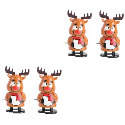 TOYANDONA 4Pcs Wind Up Reindeer Toys for Kids - Clockwork Walking Doll Playsets Christmas Wind Up Toys for Xmas Party Christmas Stocking Stuffers