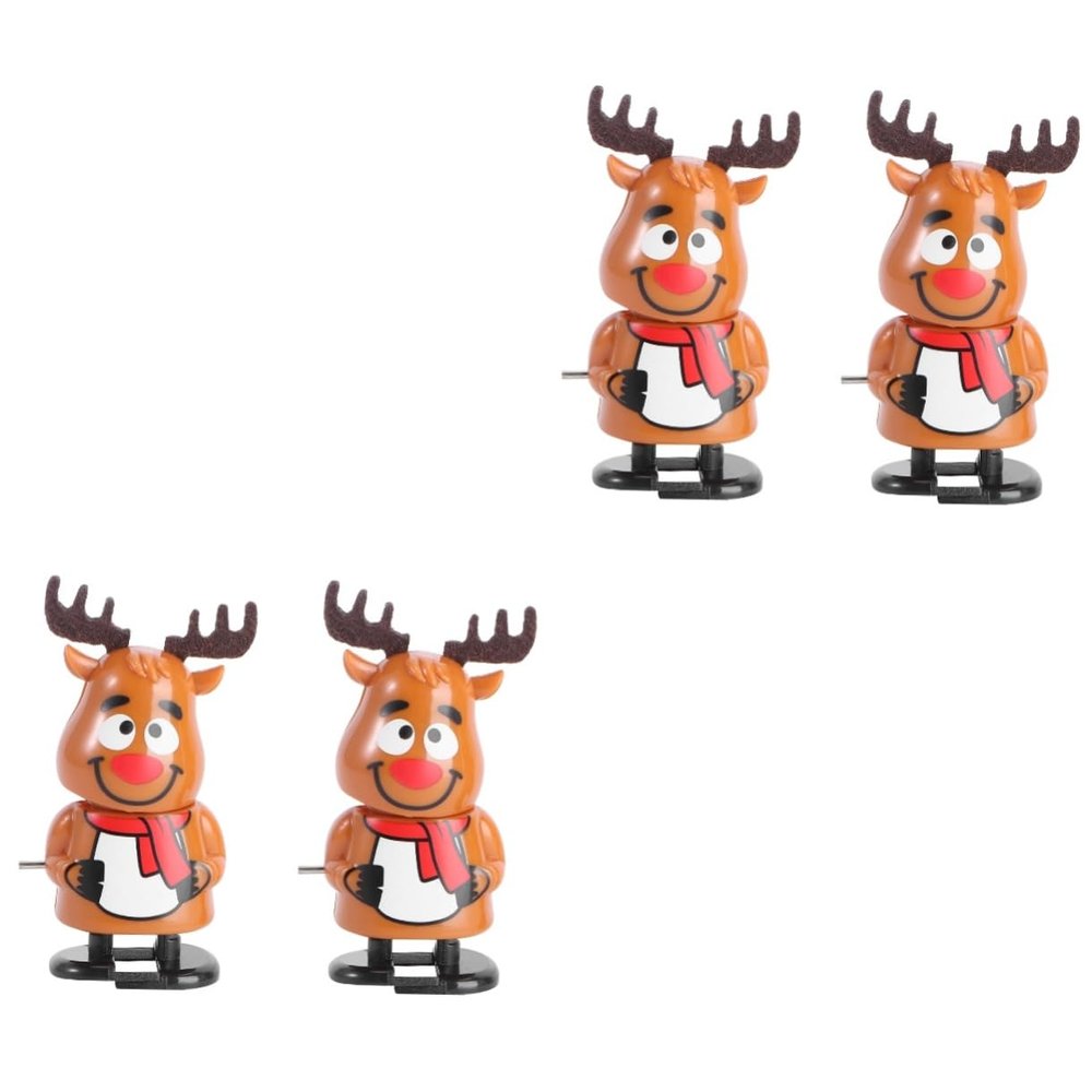 TOYANDONA 4Pcs Wind Up Reindeer Toys for Kids - Clockwork Walking Doll Playsets Christmas Wind Up Toys for Xmas Party Christmas Stocking Stuffers