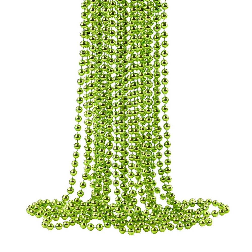 ZZYFGH 12 Pcs Light Green Beads Necklace, St. Patricks Day Bead Necklace, 33'' 7mm Mardi Gras Beads Necklaces Light Green Bead Necklaces for Mardi Gras St. Patricks Day Christmas Festive Events