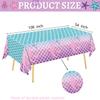 122Pcs Mermaid Birthday Party Decorations Set Mermaid Party Supplies Includes Plates, Napkin, Fork, Cup, Tablecloth, Banner for Baby Shower Ocean Birthday Party Decorations, Serves 24 view 3