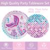 122Pcs Mermaid Birthday Party Decorations Set Mermaid Party Supplies Includes Plates, Napkin, Fork, Cup, Tablecloth, Banner for Baby Shower Ocean Birthday Party Decorations, Serves 24 view 4