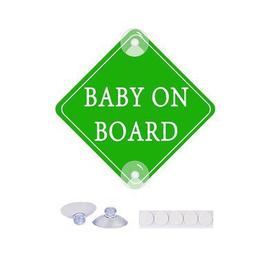 Baby on Board Stickers for Cars, Nouiroy Kids On Board Decal Baby in Car Sign Decals with 2 Suction Cups,PVC Stickers Safety Warning Sign (Green(Suction up))