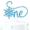 Blue Glitter Snowflake One Cake Topper, Winter Onederland/It's Snow Much Fun to Be One, Winter Snowflake Baby's 1st Birthday Party Decorations Supplies view 1