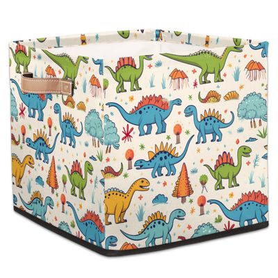 JXDXHCW 13x13 Inch Storage Basket Bin Cute Dinosaurs Animal Print Polyester Cloth Storage Cube Box Toys Clothes Towels Organizer for Kids Room Bedroom Shelves Pantry