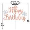 Rose Gold Glitter Winter Happy Birthday Cake Topper, Christmas Snowman Cake Dcor, Winter Snowflake Themed Birthday Party Decorations Supplies view 2