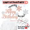 Rose Gold Glitter Winter Happy Birthday Cake Topper, Christmas Snowman Cake Dcor, Winter Snowflake Themed Birthday Party Decorations Supplies view 3