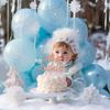 Rose Gold Glitter Winter Happy Birthday Cake Topper, Christmas Snowman Cake Dcor, Winter Snowflake Themed Birthday Party Decorations Supplies view 4