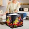 JXDXHCW 13x13 Inch Storage Basket Bin Modern Grapes Wine Theme Polyester Cloth Storage Cube Box Toys Clothes Towels Organizer for Kids Room Bedroom Shelves Pantry view 3