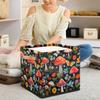 JXDXHCW 13x13 Inch Storage Basket Bin Mushroom Butterfly Flower Leaves Polyester Cloth Storage Cube Box Toys Clothes Towels Organizer for Kids Room Bedroom Shelves Pantry view 3