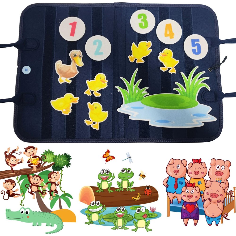 Felt Flannel Board Set of 4 for Toddlers - Preschool Activity with Felt Pieces