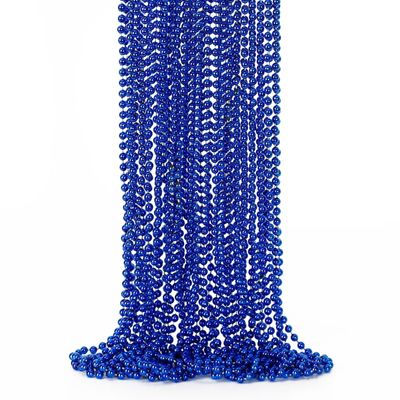 EOBOH 12PCS Christmas Bead Necklace, Blue Bead Necklace Stuff Accessories, 33" Mardi Gras Beads Costume, Festival Events Parade Throw Accessory Sets for Xmas Mardi Gras Gender Reveal Party Supplies