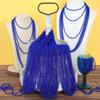 EOBOH 12PCS Christmas Bead Necklace, Blue Bead Necklace Stuff Accessories, 33" Mardi Gras Beads Costume, Festival Events Parade Throw Accessory Sets for Xmas Mardi Gras Gender Reveal Party Supplies view 4