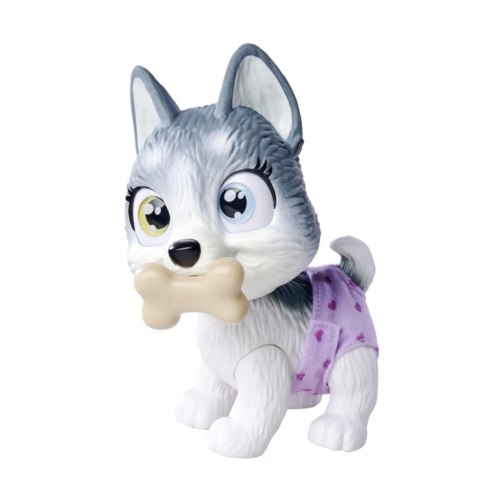 Simba Pamper Petz Husky 105950135 Cute Animal Baby with Drinking and Wet Function, Nappy with Colour Change Function, Magic Paw and Three Surprises, 15 cm, from 3 Years