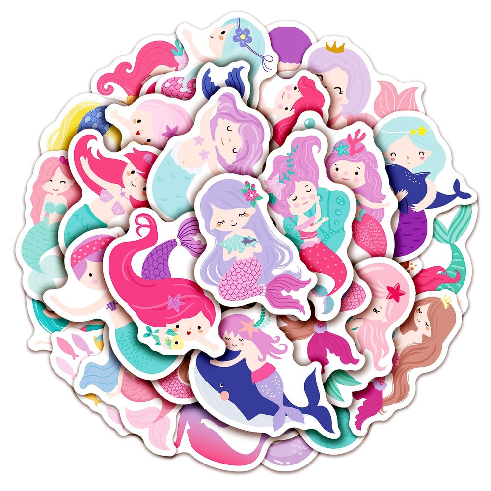 100 Pack Mermaid Stickers, Mermaid Party Favors, Birthday Decorations
